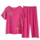 thumbnail image 1 of KIHOUT Conjunto de pijama de dos piezas con estampado de verano para mujer, talla grande, cuello redondo, manga corta y pantalones capri con cintura elástica, holgado y cómodo, top informal para, 1 of 4