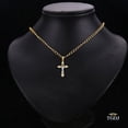thumbnail image 2 of TGDJ 14K Real Fine Gold Two Tone Linear Cross Jesus Crucifix Charm Pendant (25x16 MM), 2 of 5