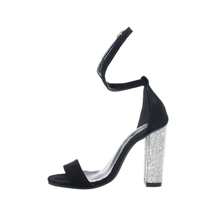

Wmkox8yii Women s Sexy Suede Ankle Strap Rhinestone High Heel Buckle Chunky Sandals