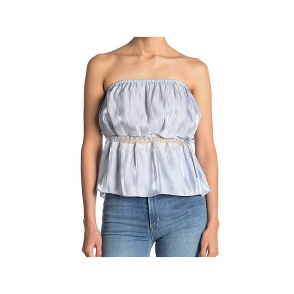 FREE PEOPLE Womens Light Blue Lace Tie Sleeveless Tube Top Size: XS