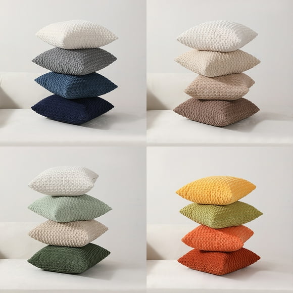mtvxesu Soft Weave Pillowcase Set of 4 Standard Size Breathable Decorative Bedding Pillow Shams