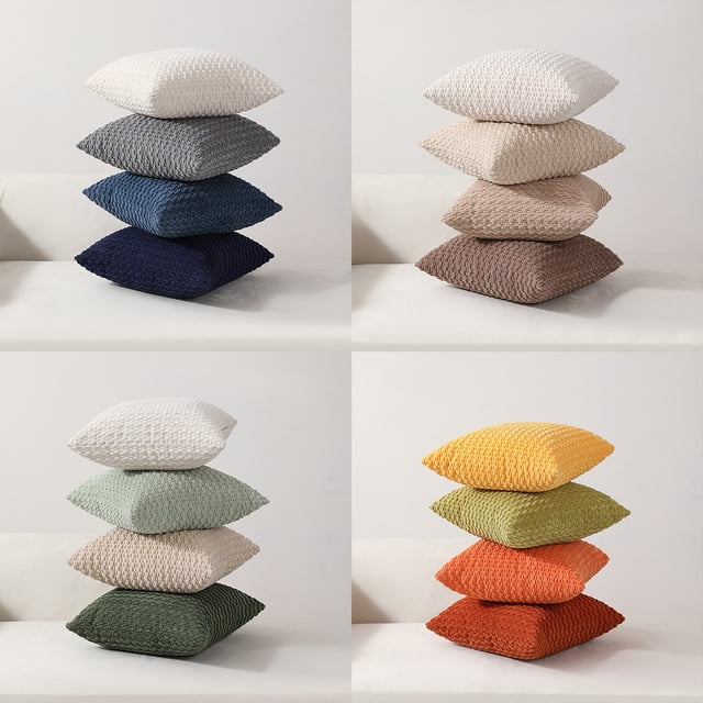 Juego de 4 Fundas de Almohada de Tejido Suave, Tamaño Estándar, Transpirables, Color Azul | Fundas Decorativas de Almohada de 40 X 40 Cm | Paquete de 4