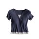 thumbnail image 2 of Pijama de manga corta para mujer, de verano, ligero y transpirable, con almohadillas para el pecho y camisetas de manga corta. Pijama de poliéster para mujer., 2 of 4