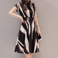 thumbnail image 3 of Fashion Women Business Dress Belt O-Neck Short Sleeve Knee Length Dress Women's Cotton Funeral Dresses for Women, 3 of 7