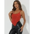 thumbnail image 2 of DARING DIVA Women's Spaghetti Straps Criss Cross Crop Sequin Top for Party M Red, 2 of 6