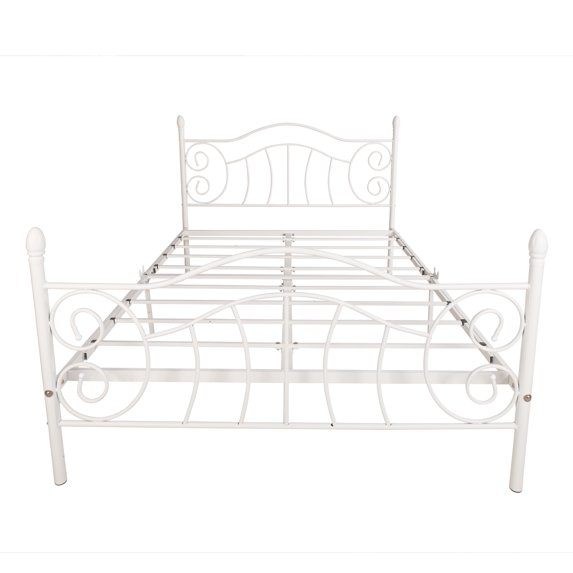 Xahpower Queen Metal Bed Frame Sturdy Steel Slat Support with Under Bed Storage, No Box Spring Needed, White