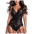 thumbnail image 1 of Conjunto de lencería Gibobby Halter Body Bowknot Mujer Encaje Sexy Negro XXL, 1 of 5