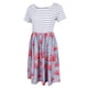 thumbnail image 5 of Vestido a rayas de manga corta con estampado floral a rayas de mujer con bolsillos # Sunnimix Vestido a rayas con estampado floral, 5 of 8