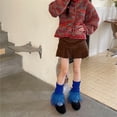 thumbnail image 4 of Komoo Women Faux Fur Leg Warmers 80s 90s Kawaii Knit Patchwork Fluffy Leg Warmers Furry Boot Covers, 4 of 8