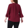 thumbnail image 4 of DARING DIVA Women's Plus 3/4 Bell Sleeve Notch Chiffon Tunic Shirts 3X Burgundy, 4 of 6