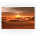 thumbnail image 3 of Sunset Over Mountain Peaks (24x36 Giclee Gallery Art Print, Vivid Textured Wall Decor), 3 of 3