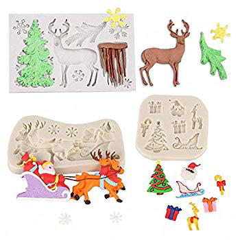 Christmas Series Tree/ Deer/Snowflake/Santa Claus Fondant Silicone Mold Acces 