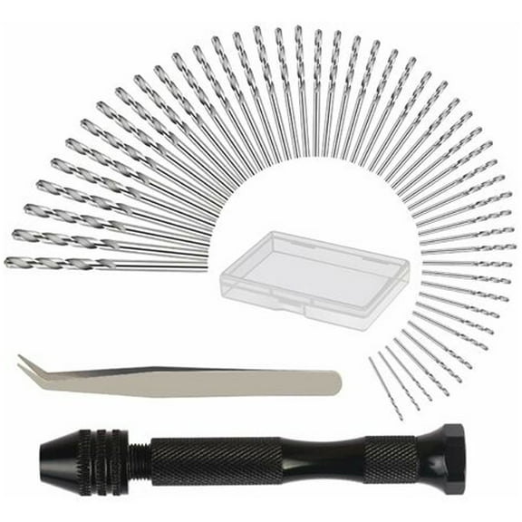 Hand Drill With 48Pcs Mini Twist Drill Bit(0.6-3Mm) Manual Drill Tools For Diy Drilling