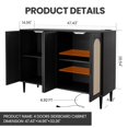 thumbnail image 3 of 4-Door Rattan Sideboard Buffet Cabinet with Power Outlet, Boho Console Table with Adjustable Shelves for Dining Room, Kitchen, Hallway, 3 of 7