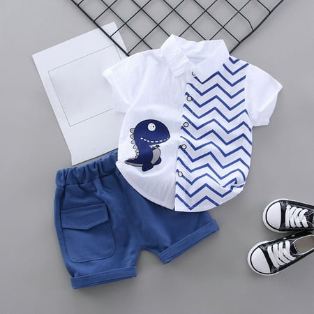 

Leutsin Toddler Kids Baby Boys Cartoon Dinosaur Gentleman Shirt Tops Shorts Outfits Set