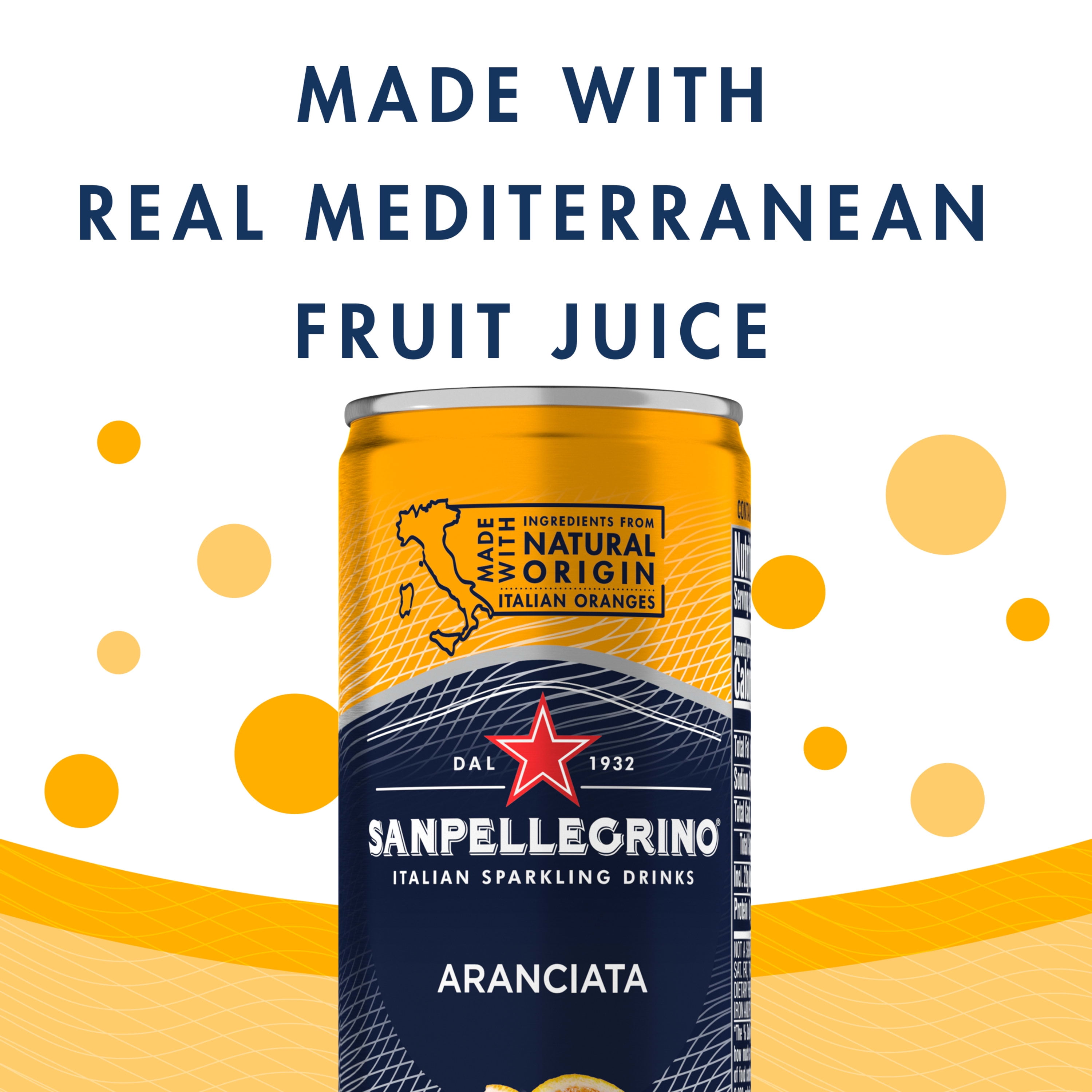 Sanpellegrino Italian Sparkling Drink Aranciata, Sparkling Orange Beverage, 6 Pack of Cans 66.9 fl oz