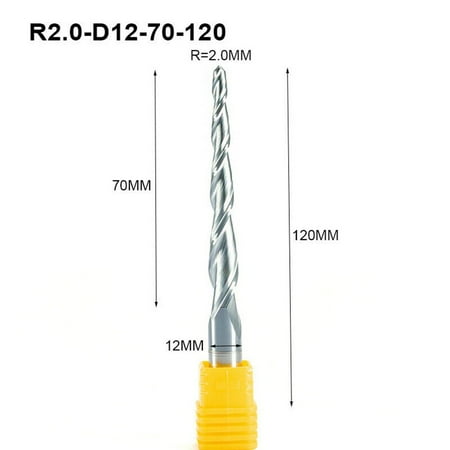 

HRC55 Two Flute Tapered Ball Nose Router Bit Solid Carbide Taper Ballnose Endmil