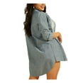 thumbnail image 2 of GUESS Womens Blue Lace Cuffed Sleeve Collared Tunic Top M, 2 of 4