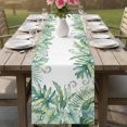 thumbnail image 4 of Palm Leaves Table Runner 70 Inches, Summer Watercolor Tropical Leaf Botanical Green Bed Runner Dresser Scarves Tabletop for Indoor Outdoor Parties/Ceremony/Banquet, 13" x 70", 4 of 9