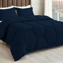 1 Piece Honeycomb Design Comforter, 800 TC, 100% Egyptian Cotton, Twin/Twin XL Size Navy Solid