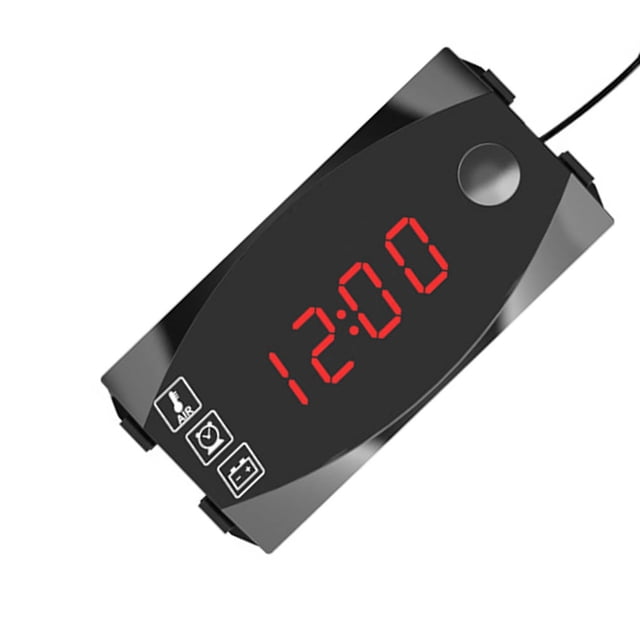 Riwesomey Pantalla LED digital Medidores Voltímetro Reloj práctico Termómetro Indicador Panel de calibre portátil Medidor de motocicleta Hogar al aire Automoción decorativa y accesorios