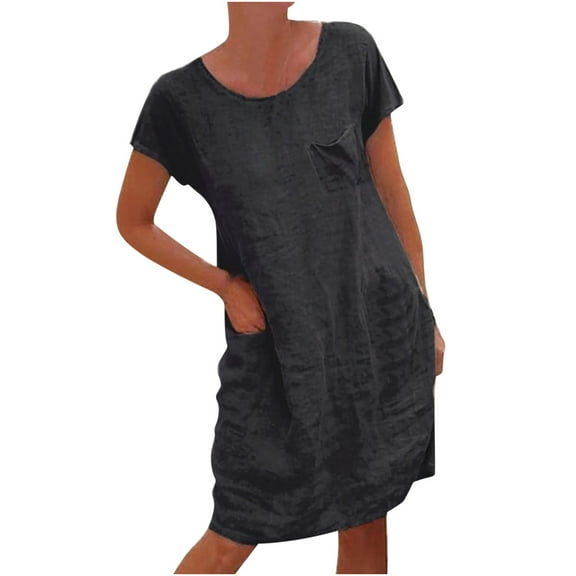 Bigersell Short Dresses for Women Party Night Women's Summer Casual V-Neck Short Sleeve Folding Floral Printed Dresses Female Summer Dresses Regular Bodycon Dresses, Style 31844, Black XL