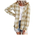 thumbnail image 2 of Homenesgenics 2Xl Womens Jacket Lightweight Women's Long Sleeve Plaid Hooded Drawstring Breasted Cardigan Tops Yellow S, 2 of 5
