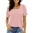 thumbnail image 2 of UVN Square Neck Tops for Women Summer Puff Short Sleeve Shirts Dressy Casual Tunic Blouses, 2 of 8