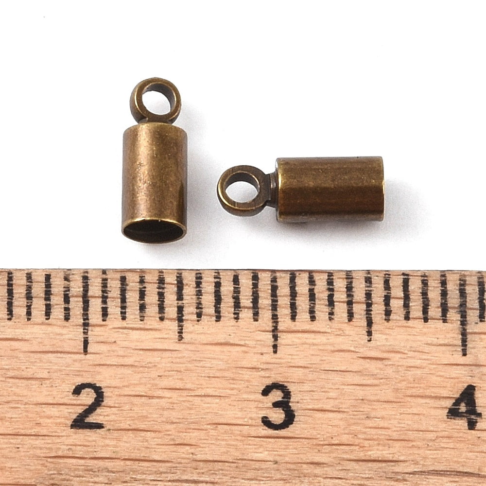 Brass Cord Ends Nickel Free Bronze 9x3.5mm Hole: 1.5mm 3mm inner diameter