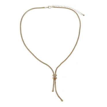 Time and Tru Gold Y Lariat Necklace with Stone (Women's)