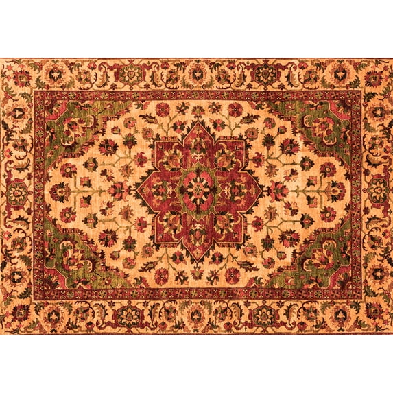 Ahgly Company Indoor Rectangle Abstract Orange Modern Area Rugs, 7' x 9'