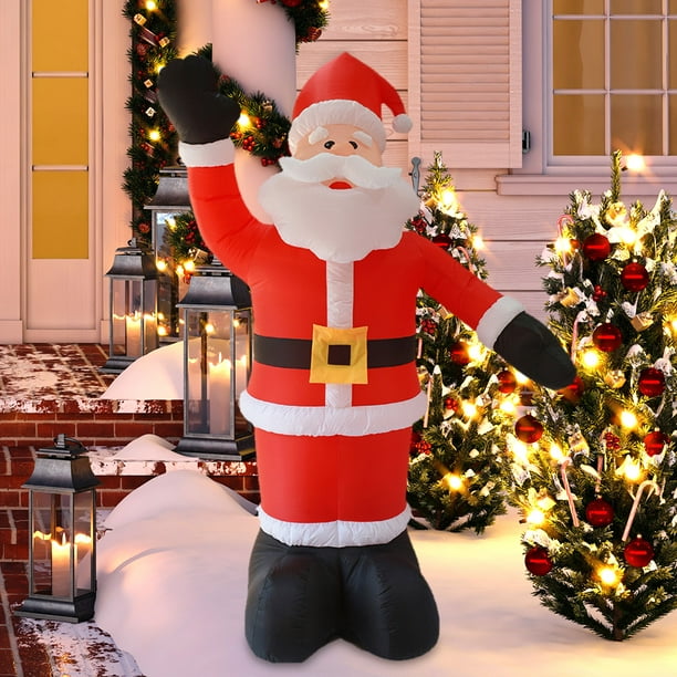 Papá Noel gigante de dibujos animados inflable con luz LED para decoración de fiesta de jardín de Navidad JShteea El nuevo