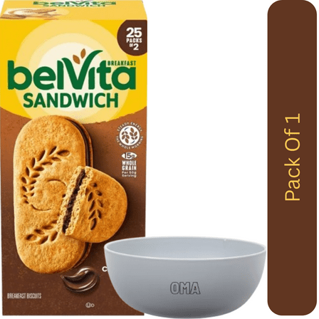 belVita Dark Chocolate Creme Breakfast Biscuits, 25 Pack With White Bowl By OMA