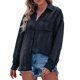 thumbnail image 1 of Camisa holgada de gasa con mangas largas y botones a rayas para mujer, 1 of 8