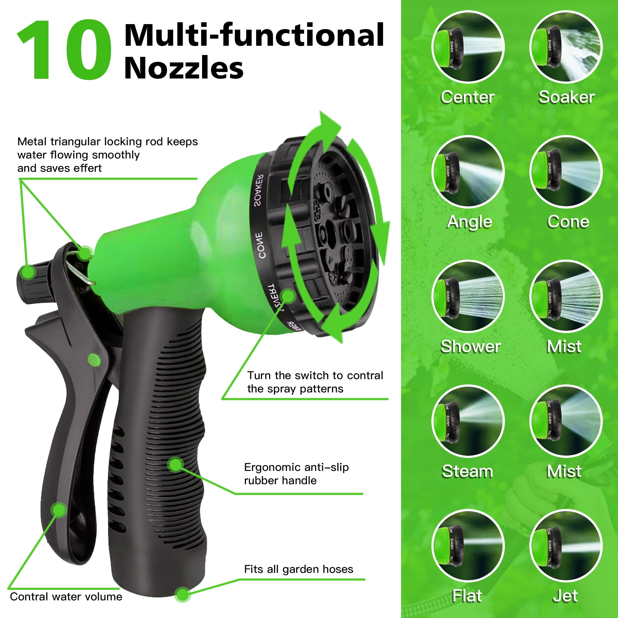 50ft Garden Hose Metal with Nozzle, KIMHY 304 Stainless Steel Water Hose 3 /4 Inch , Kink & Tangle Free, Rust Proof, 150 Psi