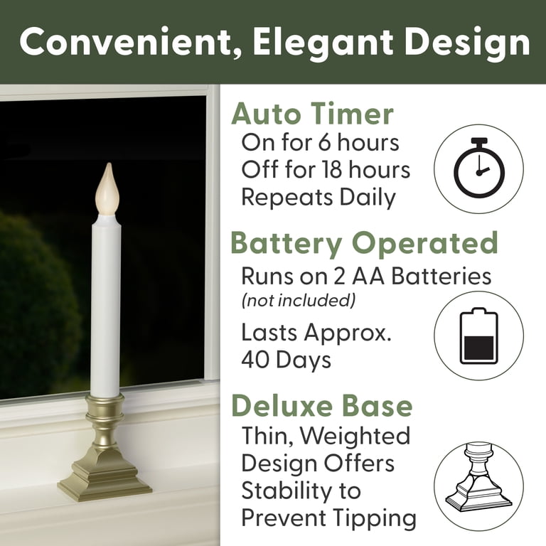 612 Vermont LED Battery Window Candles with Timer, Pack of 4 photo 4