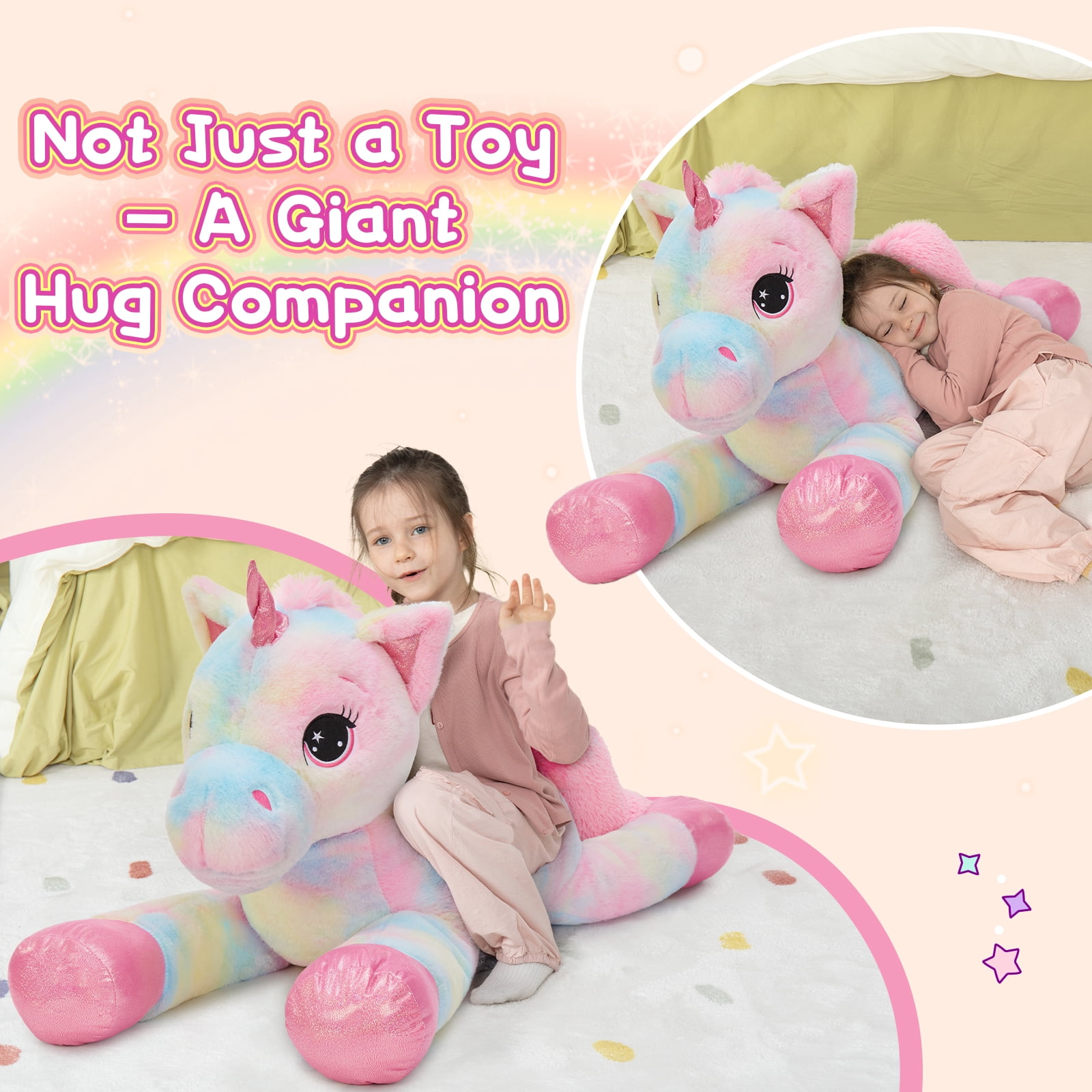 MorisMos Giant Unicorn Stuffed Animal 43'' Soft Unicorn Plush Toy