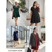 Cuteduck Womens Plus Size Dress Criss Cross V Neck Short Sleeve Summer Casual Dress 1X-5X