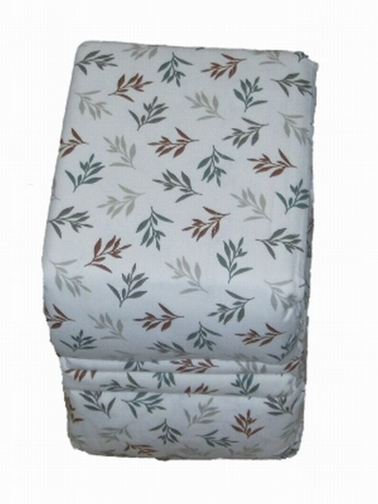 Home Flannel Sheet Set Green Beige Leaves California King Bed Sheets
