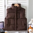 thumbnail image 5 of Wxirdiow Boys Jackets Boys Girls Vest Kids Thick Zipper Jacket Toddler Sleeveless Puffer Winter Warm Outerwear Coffee Size,10-12 Years, 5 of 6