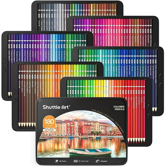 180 Colored Pencils, Shuttle Art Soft Core Coloring Pencils Set with 4 Sharpeners, Professional Color Pencils for Artists  Adults Coloring Sketching and Drawing