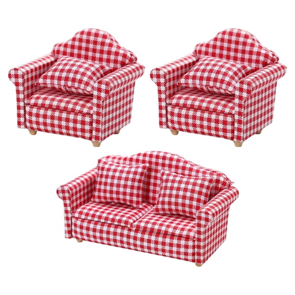 Sofá de , Muebles 1:12, Juguete Rojo Y Blanco para Regalo de Niños