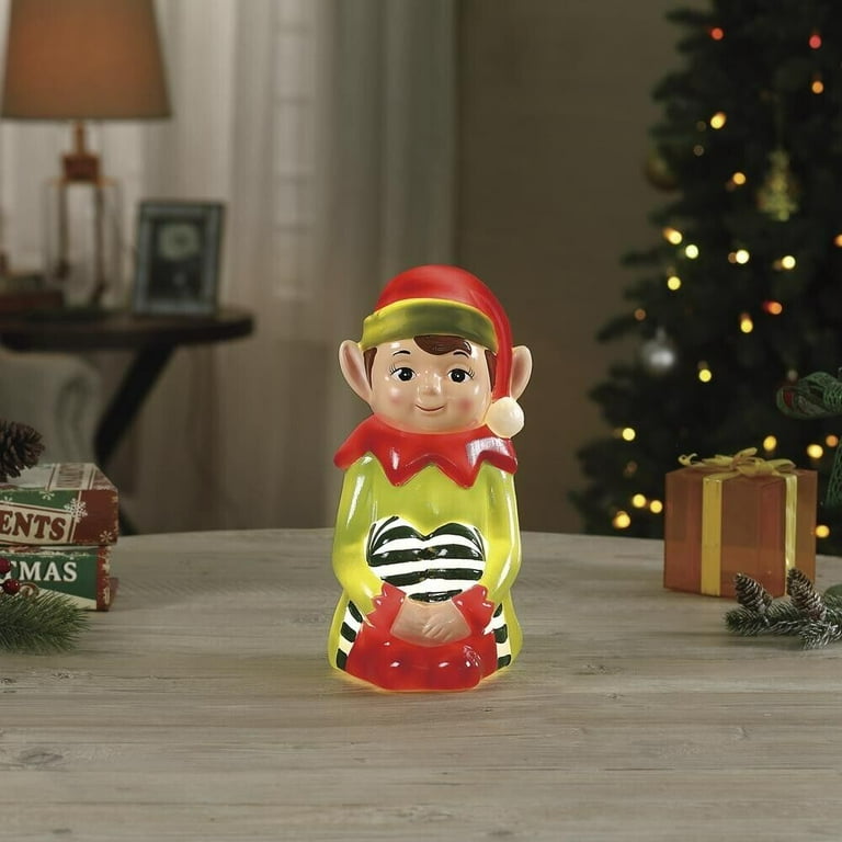 Mr. CHRISTMAS Illuminated Tabletop Blow Mold ELF w/Timer Indoor