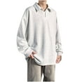 thumbnail image 4 of Blusa y camisa de manga larga con cuello vuelto para hombre, color liso, estampado jacquard, media cremallera, solapa, talla grande, sudadera con capucha para hombre, 4 of 5