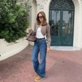 thumbnail image 3 of Otoño e Invierno europeos y americanos nuevo McQueen pierna recta con pantalones vaqueros de lana para mujer, cintura alta, corte holgado, slimm, 3 of 4