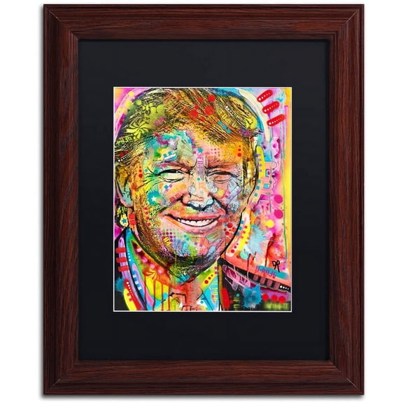 Trademark Fine Art "Trump" Canvas Art by Dean Russo, Black Matte, Wood Frame