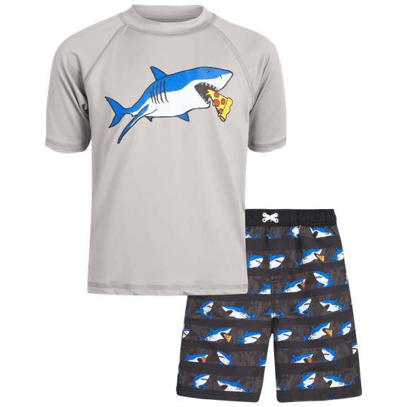 iXtreme Boys' Rashguard Set - UPF 50 2-Piece Snug Fit Swim Shirt and Trunks Swimsuit Set (Size: 4-12)