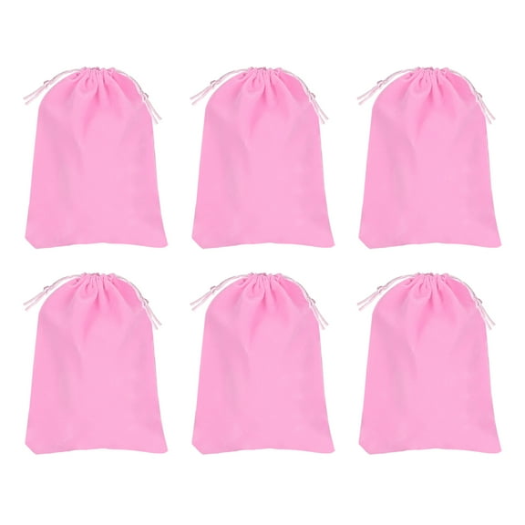 Uxcell 6 Pcs Velvet Drawstring Bags 10 x 8 inch Dust Bag Large Velvet Cloth Jewelry Gift Pouches with Drawstring Pink