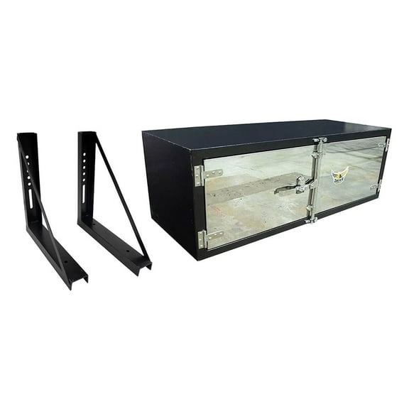 Black Truck Tool Box w/ Mounting Brackets for Trailer