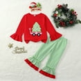 thumbnail image 2 of REgarm Toddler Girl Christmas Outfit Cute Christmas Tree Long Sleeve Shirt and Flared Bottoms Pants 2PCS Set (Red,3-4 Years), 2 of 7